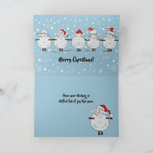 Adorable FUNNY Fleece Navidad Christmas Sheep Feestdagen Kaart (Binnen)