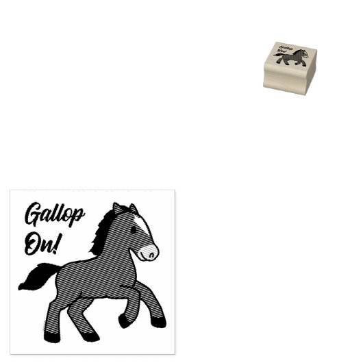 Adorable Gallop On! Happy Foal Kawaii Horse Design Rubberstempel (Gestempeld)