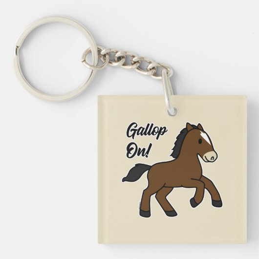 Adorable Gallop On! Happy Foal Kawaii Horse Design Sleutelhanger (voorkant)