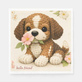 Adorable Gebreide Hond Bloemenservetten – Whimsica Servet