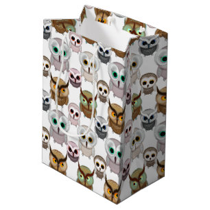 Adorable Geïllustreerde Uilen Patroon Medium Cadeauzakje