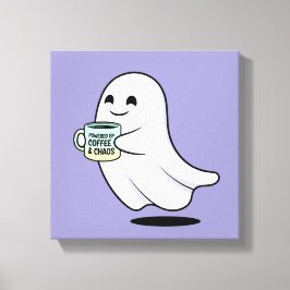 Adorable Ghost Cute Halloween Illustration Canvas Afdruk