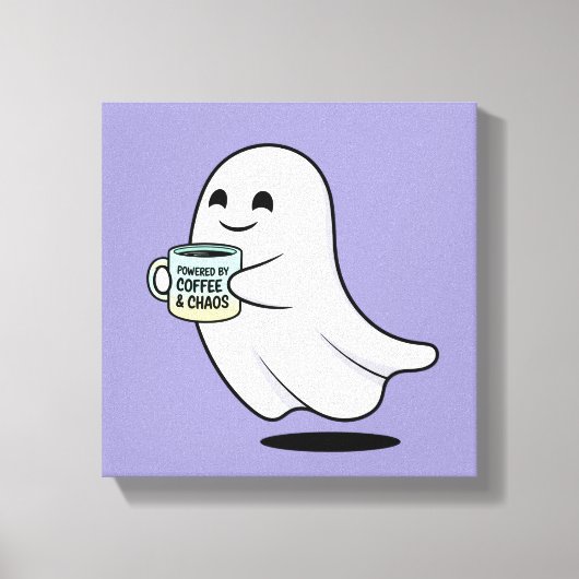 Adorable Ghost Cute Halloween Illustration Canvas Afdruk (Voorkant)