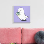 Adorable Ghost Cute Halloween Illustration Canvas Afdruk (Insitu (Woonkamer))