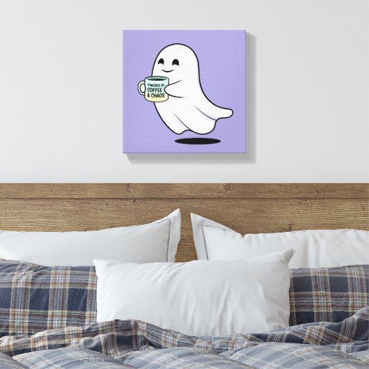 Adorable Ghost Cute Halloween Illustration Canvas Afdruk (Insitu (Slaapkamer))