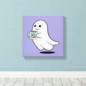 Adorable Ghost Cute Halloween Illustration Canvas Afdruk (Insitu (Houten vloer))