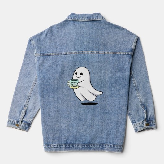 Adorable Ghost Cute Halloween Illustration Denim Jacket (Achterkant)