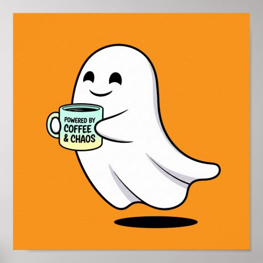 Adorable Ghost Cute Halloween Illustration Poster (Voorkant)