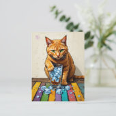 Adorable Ginger Cat and Ice Briefkaart (Staand voorkant)