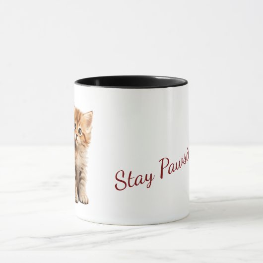​Adorable Ginger Kitten "Stay Pawsitive" Two-Tone  Mok (Midden)