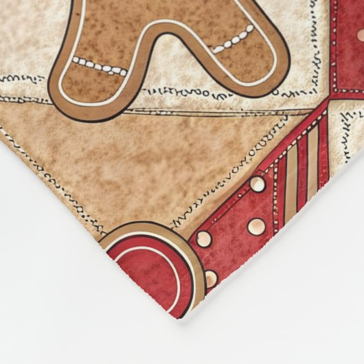 Adorable Gingerbread Man Patchwork Christmas Fleece Deken (Hoek)