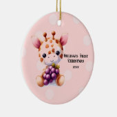 Adorable Giraffe Baby First Christmas Keramisch Ornament (Rechts)