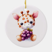 Adorable Giraffe Baby First Christmas Keramisch Ornament (Achterkant)