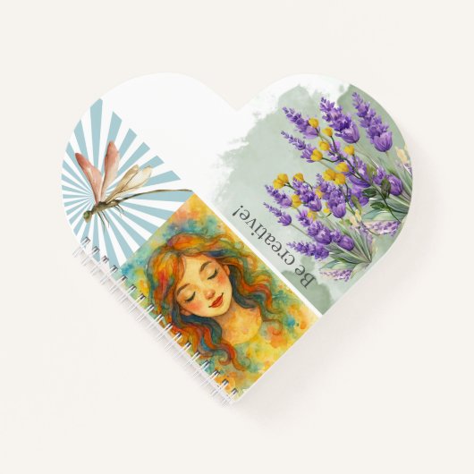 Adorable girl watercolor botanical Collage style Notitieboek (Voorkant)