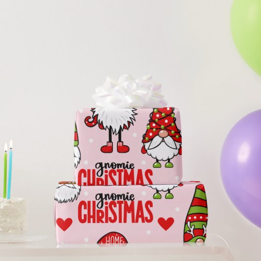 Adorable Gnome Gnomie Christmas Holiday Pattern Cadeaupapier (Feestgeschenken)