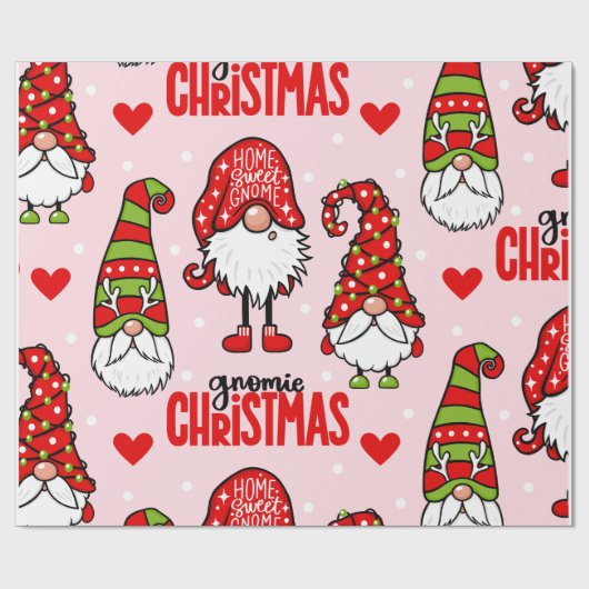 Adorable Gnome Gnomie Christmas Holiday Pattern Cadeaupapier (Vlak)