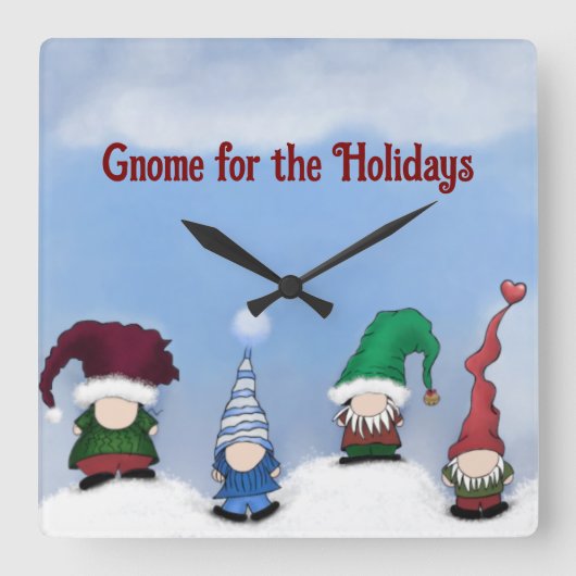 Adorable Gnome Posse Vierkante Klok (Voorkant)