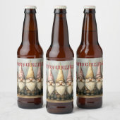 Adorable Gnomes Pointed Hats Long Beard Bier Etiket (Flessen)