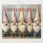 Adorable Gnomes Pointed Hats Long Beard Bier Etiket (Enkel label)