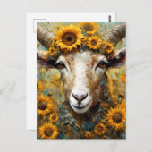 Adorable Goat in the Sunflower Fields Briefkaart (Voorkant / Achterkant)