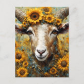 Adorable Goat in the Sunflower Fields Briefkaart (Voorkant)