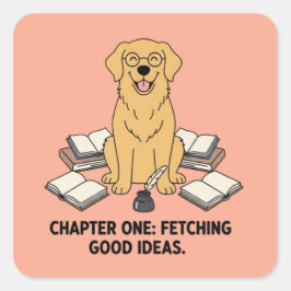 Adorable Golden Retriever Academic Journaling Vierkante Sticker