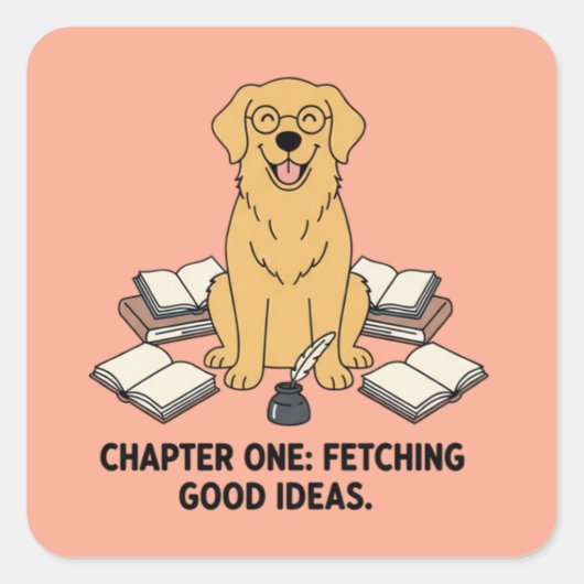 Adorable Golden Retriever Academic Journaling Vierkante Sticker (Voorkant)