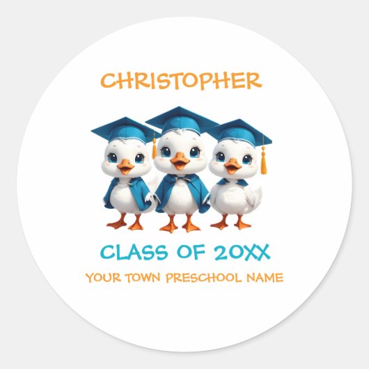 Adorable Goose Pre K Preschool Ronde Sticker (Voorkant)