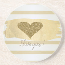 Adorable Gouden Glitter Harten Strepen - Ik Hou Va