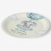 Adorable Gray Elephant Baby shower Boy Papieren Bordje (Gekanteld)