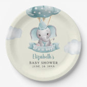 Adorable Gray Elephant Baby shower Boy Papieren Bordje (Voorkant)