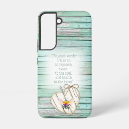 Adorable Green Wood Heart Rainbow Bee Scripture Samsung Galaxy Hoesje
