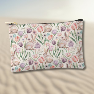 Adorable Grijze Konijn met Kleurrijke Tulpen Etui