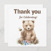 Adorable,  grizzly bear cub  Baby Shower  Bedankkaart (Voorkant / Achterkant)