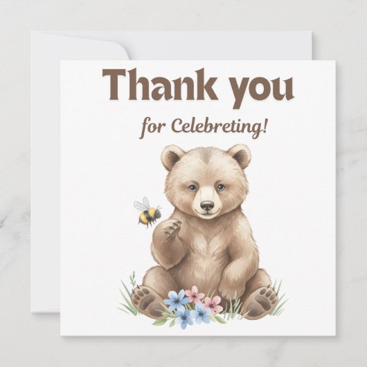 Adorable,  grizzly bear cub  Baby Shower  Bedankkaart (Voorkant)