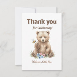 Adorable,  grizzly bear cub  Baby Shower  Bedankkaart