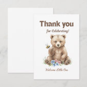 Adorable,  grizzly bear cub  Baby Shower  Bedankkaart (Voorkant / Achterkant)