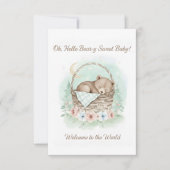 Adorable,  grizzly bear cub  Baby Shower  Bedankkaart (Voorkant)