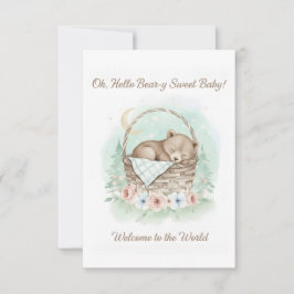 Adorable,  grizzly bear cub  Baby Shower  Bedankkaart