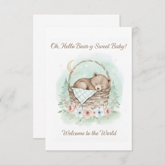 Adorable, grizzly bear cub Baby Shower Bedankkaart (Voorkant / Achterkant)