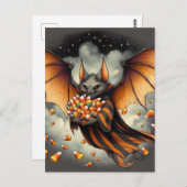 Adorable Halloween Bat With Candy Briefkaart (Voorkant / Achterkant)