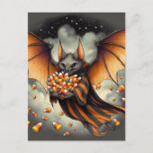 Adorable Halloween Bat With Candy Briefkaart (Voorkant)