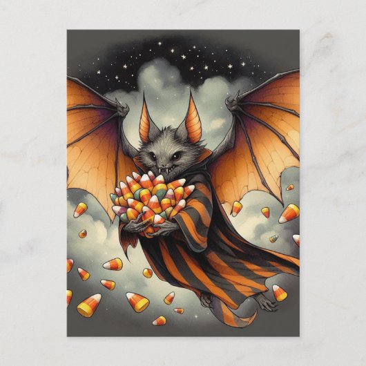 Adorable Halloween Bat With Candy Briefkaart (Voorkant)