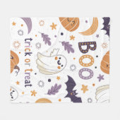 Adorable Halloween Ghost & Pumpkin Fleece Blanket (Voorkant (Horizontaal))