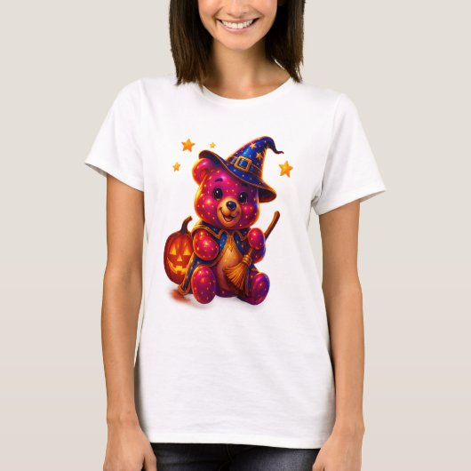 Adorable Halloween Teddy Witch T-shirt (Voorkant)