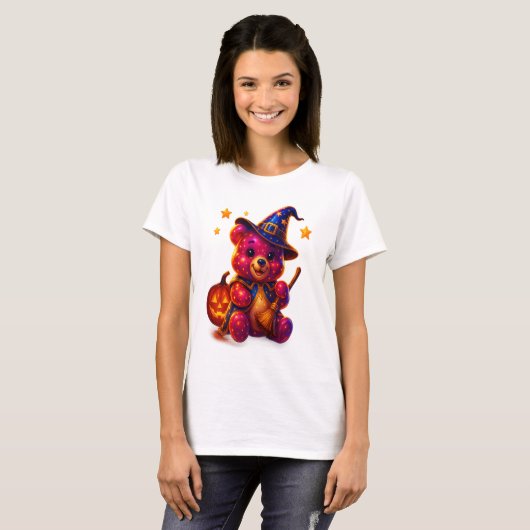 Adorable Halloween Teddy Witch T-shirt (Voorkant volledig)