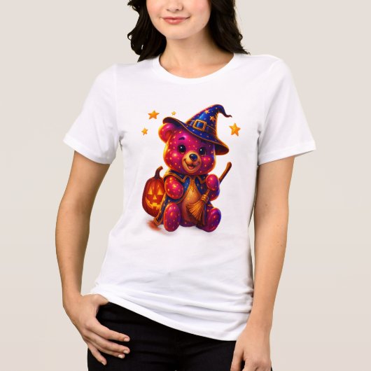 Adorable Halloween Teddy Witch Tri-Blend Shirt (Voorkant)