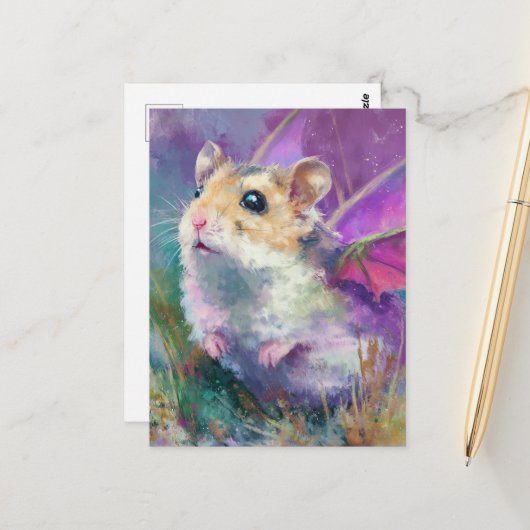 Adorable Hamster Dragon Briefkaart (Voorkant / Achterkant in situ)