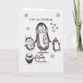 Adorable Hand Drawn Penguin Family Christmas Card Feestdagen Kaart (Achterkant)