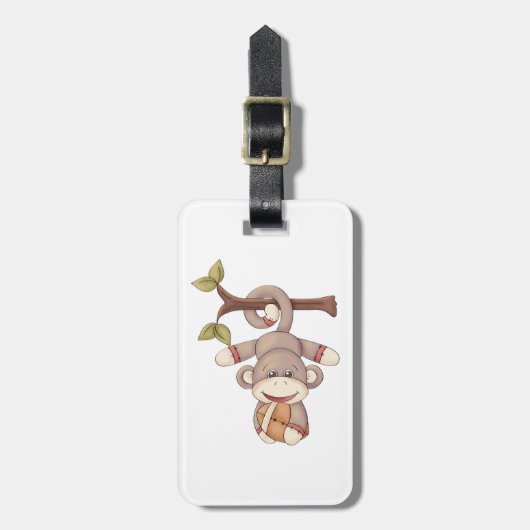 Adorable Hanging Monkey with Football Bagagelabel (Voorkant verticaal)